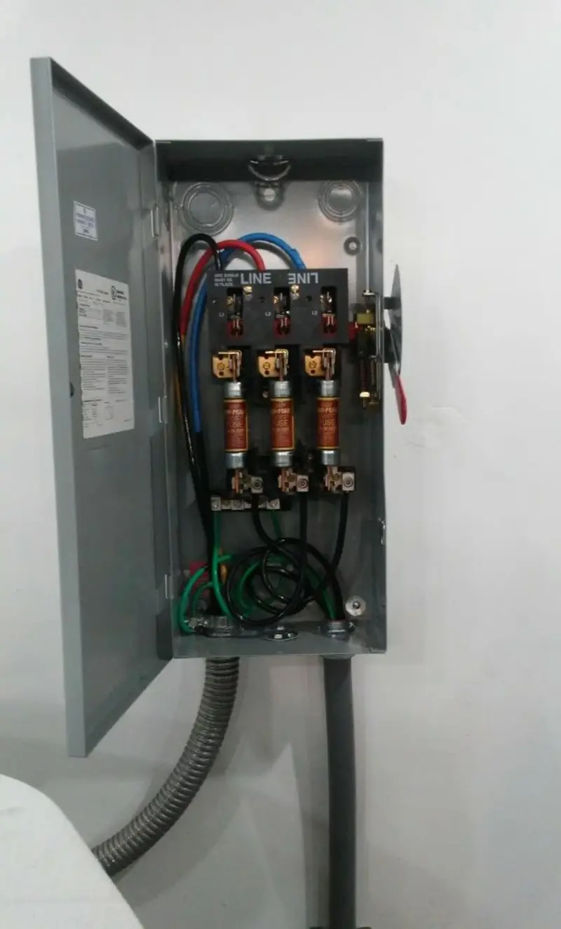 Three-phase disconnect switch installed for Electrical Wiring & Rewiring in Elk